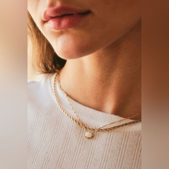 Free People Postcard Necklace & Press-On Patch Set 14k Gold Plated Semi-Precious - Picture 2 of 10